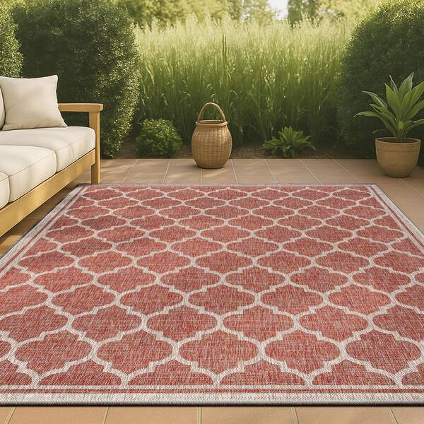 JONATHAN Y Trebol Moroccan Trellis Red/Beige 3 ft. 11 in. x 6 ft