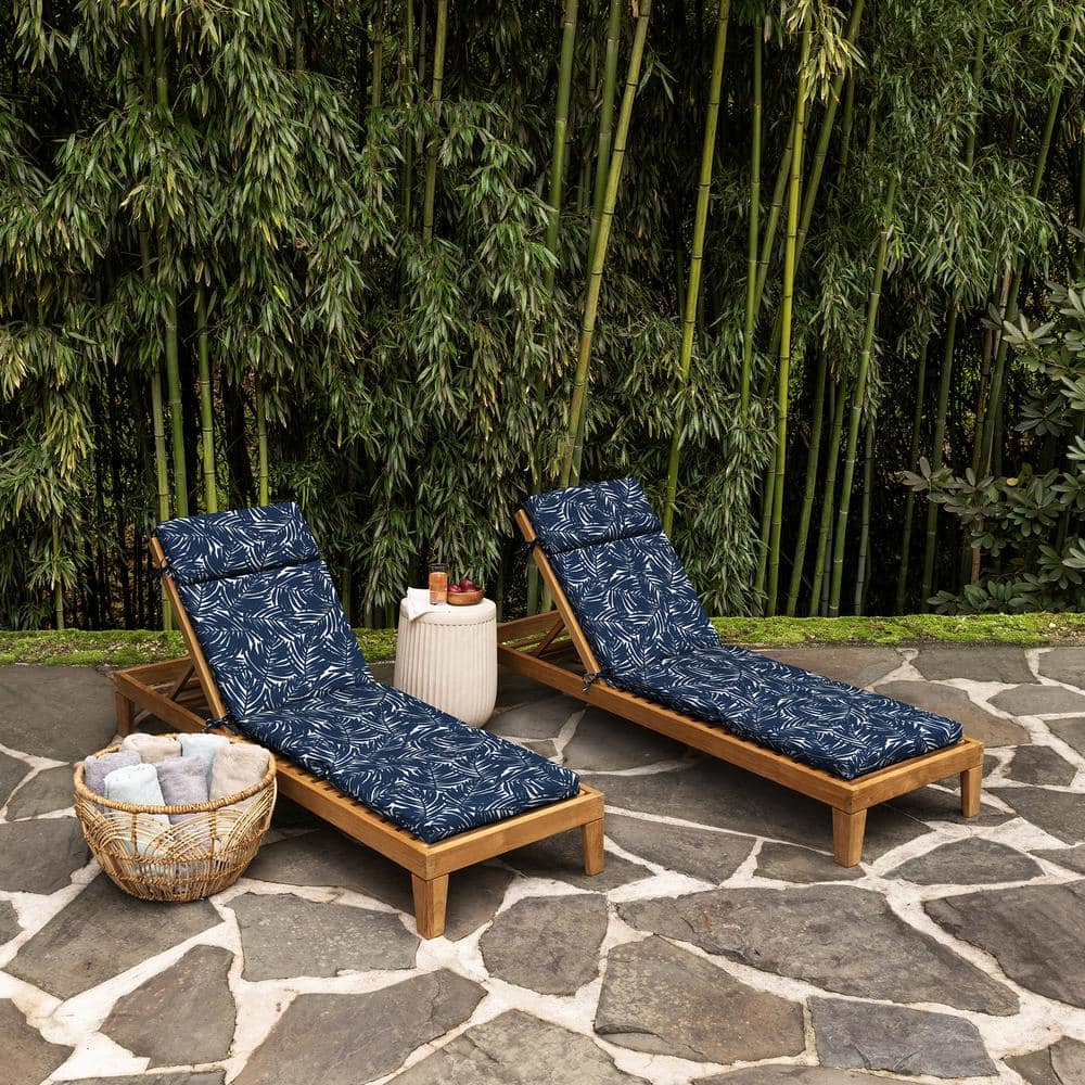 Navy Blue King Palm Outdoor Chaise Lounge Cushion, 21 x 72
