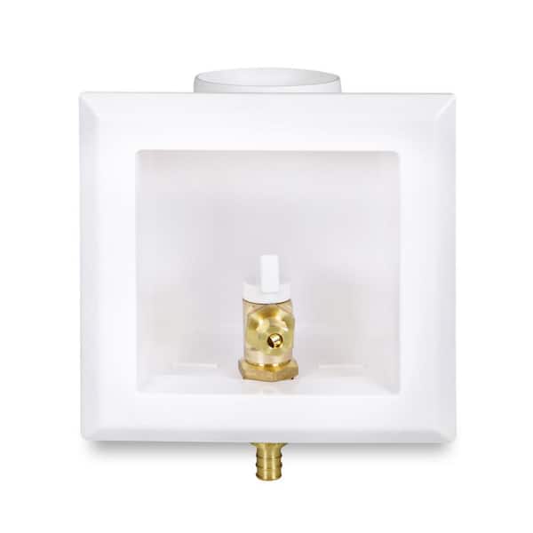 PLUMBFLEX 1/2 in. F1960 PEX Icemaker Outlet Box with Valve, White ABS Brass (Single)