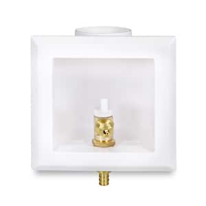 1/2 in. F1960 PEX Icemaker Outlet Box with Valve, White ABS Brass (Single)