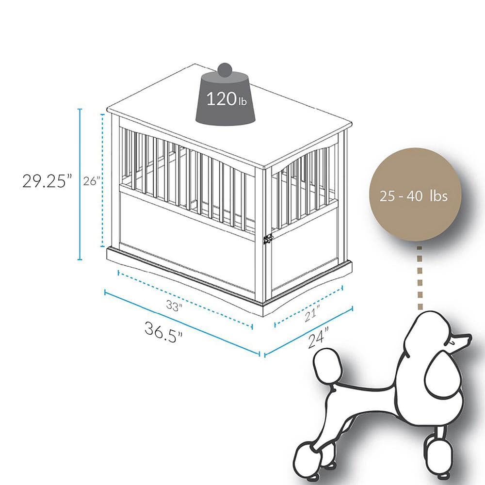 Espresso Deluxe Medium Pet Crate End Table up to 40 Lbs