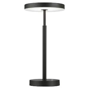 Francine 15.75 in. Sandy Black Integrated LED Bedside Table Lamp with White Actylic Diffuser