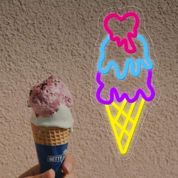 Afoxsos Ice Cream Open Shop Neon Sign USB Powered Acrylic LED