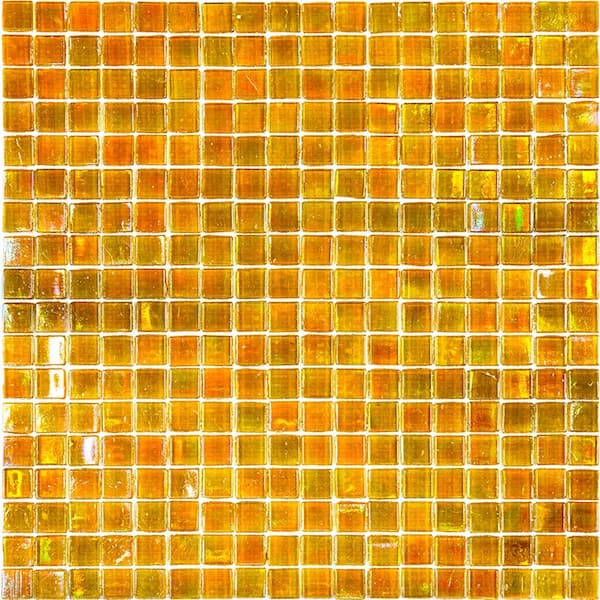 Apollo Tile Skosh 4 in. x 6 in. Glossy Gold Beige Glass Mosaic Uniform square Wall & Floor Sample Tile (0.13 sq. ft./Piece) (1-Pack)