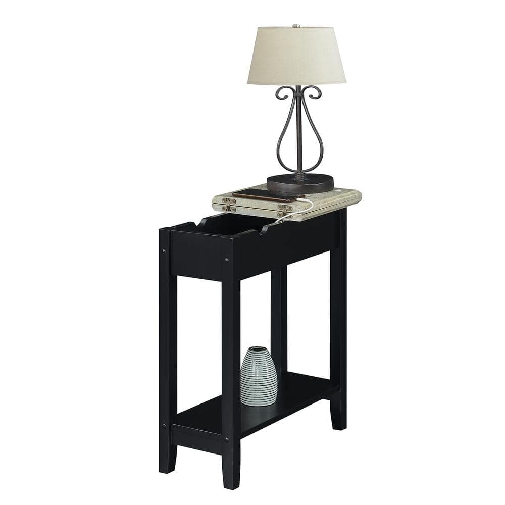 Heritage Flip Top 23" Faux Birch End Table with Charging Station