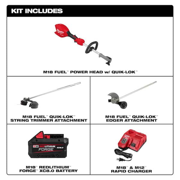 M18 FUEL 18V 16 in. Brushless Cordless Battery Powered QUIK-LOK String Trimmer 8.0 Ah FORGE Kit w/ Edger Attachment