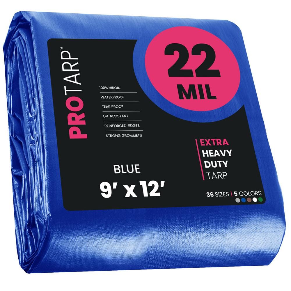 9 ft. x 12 ft. Blue 22 Mil Heavy Duty Polyethylene Tarp, Waterproof, UV Resistant, Rip and Tear Proof price history on PriceWatchPro