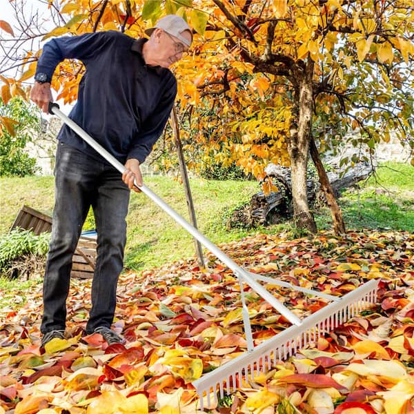 Landscape Rake with 36 in. Head and 68 in. Handle Heavy-Duty Aluminum Leaf Rake for Lawns