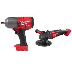M18 FUEL 18V Lithium-Ion Brushless Cordless 1/2 in. Impact Wrench with Friction Ring & 7 in. Variable Speed Polisher