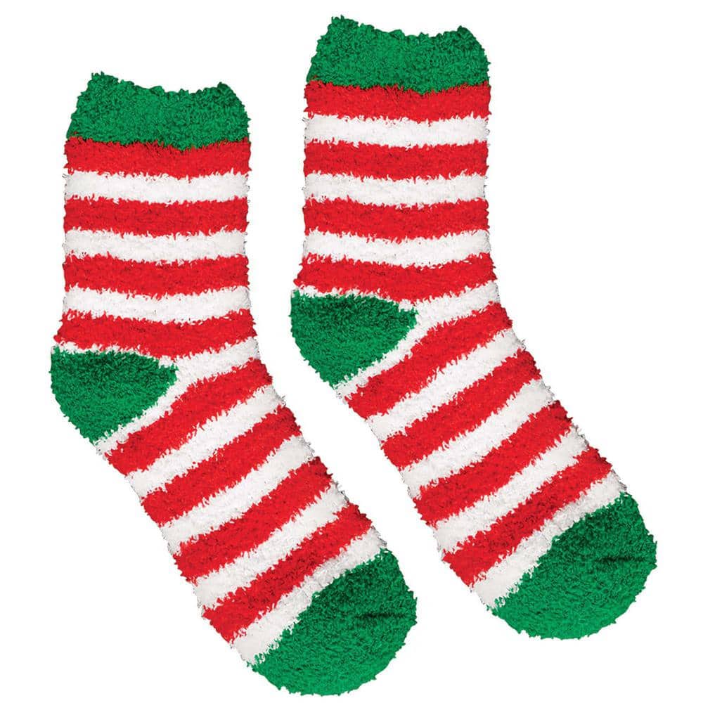 Amscan 13.5 in. Striped Christmas Fuzzy Socks (2-Count, 4-Pack) 397636 ...