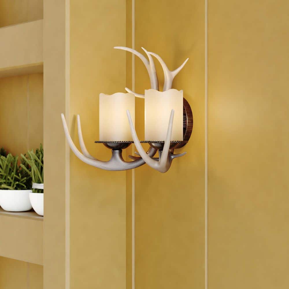 Yoho 16.75 in. W 2-Light Bronze Rustic Antler Bathroom Vanity Light Fixture price history on PriceWatchPro