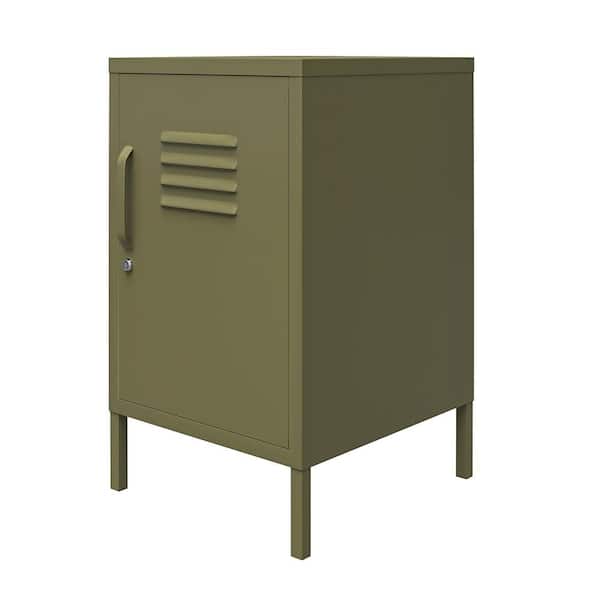 Home Bonanza 14.96 in. W. Olive Metal End Table with Door and 2-Shelves DE17622 - The Home Depot