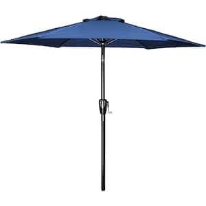 7.5 ft. Navy Blue Patio Umbrella with Push Button Tilt/Crankand6 Sturdy Ribs for Market, Garden, Deck, BackyardandPool