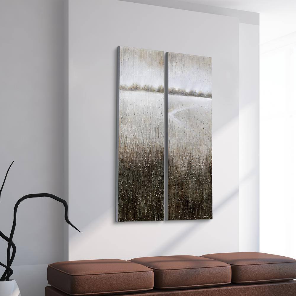 Martin Edwards Gray and Brown Abstract Canvas Wall Art Set