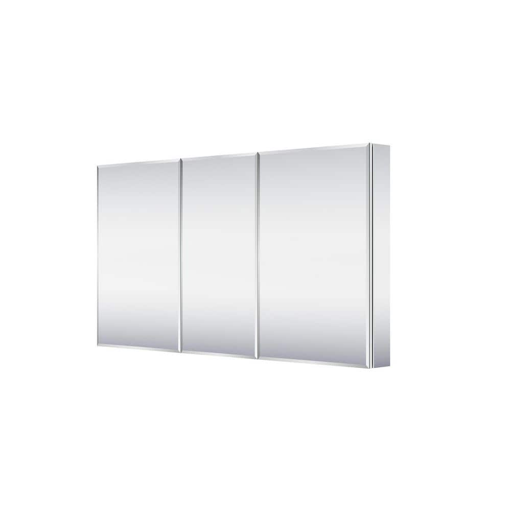 56 in. W x 30 in. H Rectangular Bevel Medicine Cabinet with Mirror in Silver with Adjustable Shelves, Soft-Close, Combo price history on PriceWatchPro