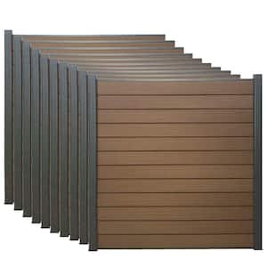 Complete Kit 6 ft. x 6 ft. Mocha WPC Composite Fence Panel w/Pronged Holders and Post Kits (10 set)