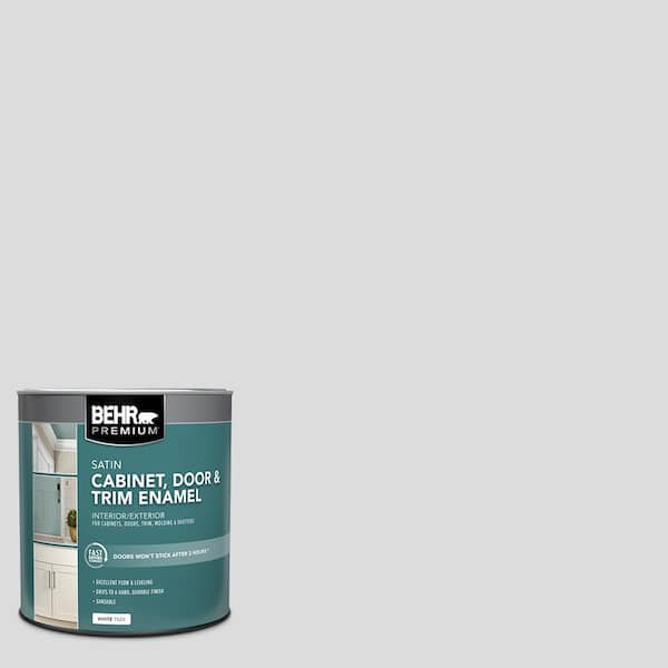 BEHR PREMIUM 1 qt. #N530-1 Pixel White Satin Enamel Interior/Exterior Cabinet, Door & Trim Paint