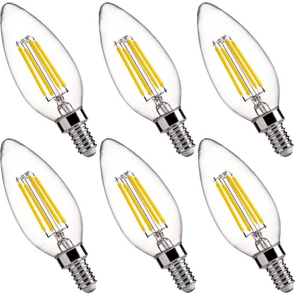 FLSNT 40-Watt Equivalent B10 Dimmable LED E12 Candelabra Bulbs, LED Chandelier Light Bulbs, 450 Lumens, 5000K Daylight, 6-Pack