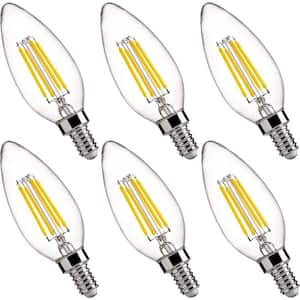 40-Watt Equivalent B10 Dimmable LED E12 Candelabra Bulbs, LED Chandelier Light Bulbs, 450 Lumens, 5000K Daylight, 6-Pack