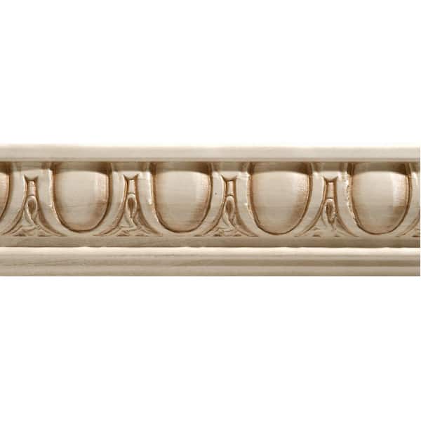 1691-4FTWHW . 843 in. D X 2.25 in. W X 47.5 in. L Unfinished White Hardwood Egg & Dart Chair Rail Moulding