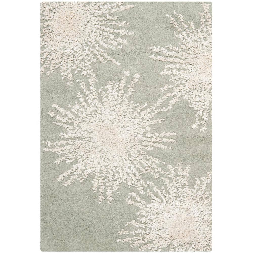 Grey and Ivory Hand-Tufted Wool Area Rug