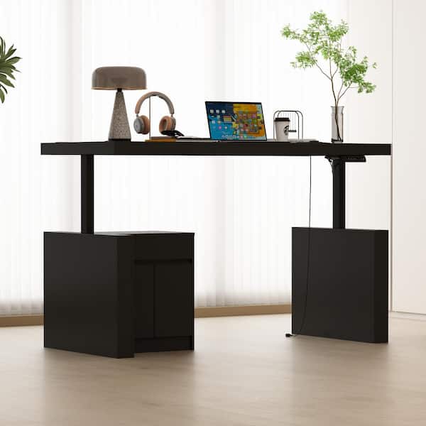L-Shaped 70.9 in. W Adjustable Height Desk Ergonomic Stand-Up Desk Black Home Office Sit with Memory Preset Controller