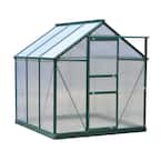 6 ft. x 6 ft. x 7 ft. Aluminum Polycarbonate Portable Walk-In Garden Greenhouse with Rooftop Vent and UV-Resistant Walls