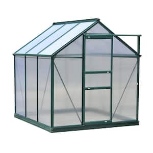 6 ft. x 6 ft. x 7 ft. Aluminum Polycarbonate Portable Walk-In Garden Greenhouse with Rooftop Vent and UV-Resistant Walls