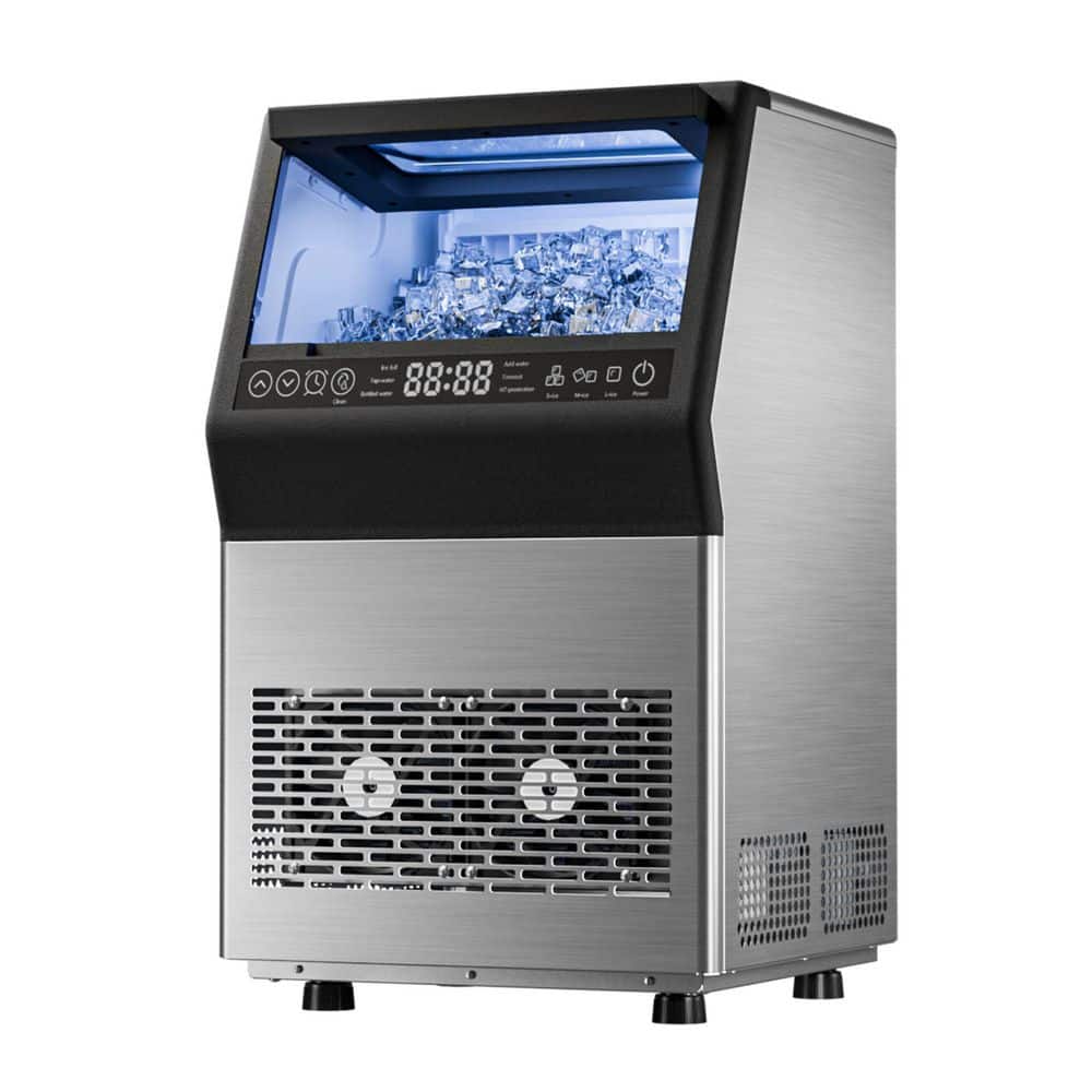 14.17 in. 80 lb. /24H Full Size Cubes Freestanding Commercial Ice Maker in Black with Dual Water Supply Options price history on PriceWatchPro