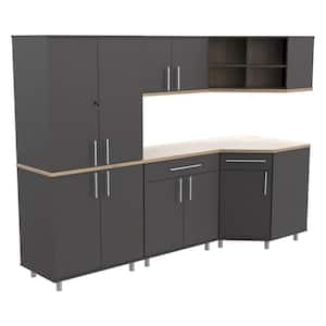 KRATOS 5-Piece Garage Storage System in Dark Gray and Maple (94.5 in. W x 70.8 in. H x 31.5 in. D)