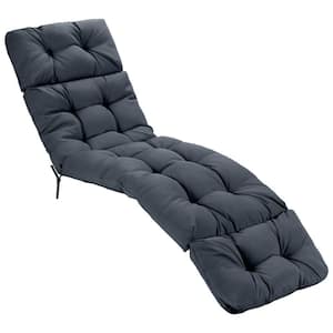 73 in. L x 22 in. W 1-Piece Outdoor Chaise Lounge Cushion with String Ties in Dark Gray