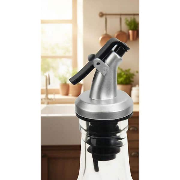 JFVKAF 17 oz. Glass Clear Olive Oil Dispenser Bottle with Pourer