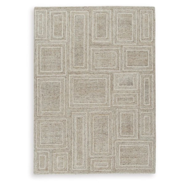 Brickburgh Gray 5 ft. x 7 ft. Geometric Area Rug