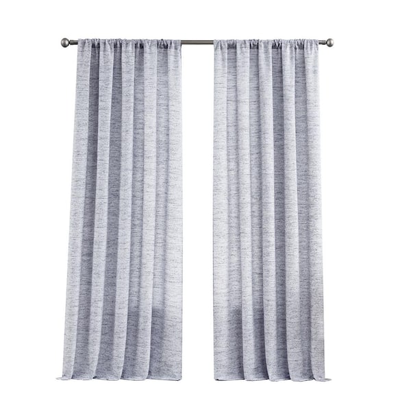 Nautica Caspian Slate Microfiber Textured Rod Pocket Light Filtering Window Curtain 54 in. W x 84 in. L (2-Panels)