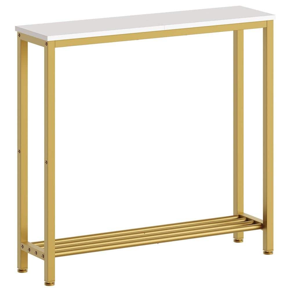 30 in. W White and Gold Metal 2-Tier Narrow Console Table price history on PriceWatchPro