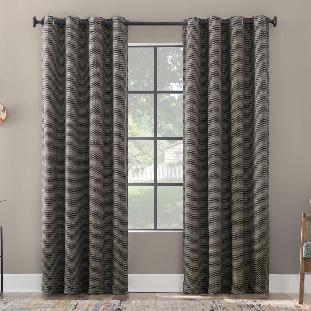 Coal Gray Polyester Blackout Grommet Curtain Panel 50" x 96"