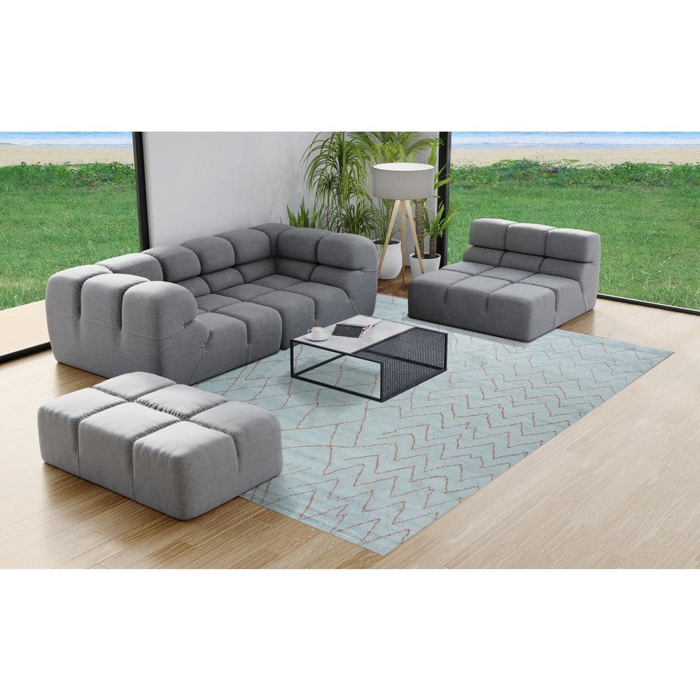 Light Blue Hand-Knotted Wool Moroccan Rug, 6' x 9'
