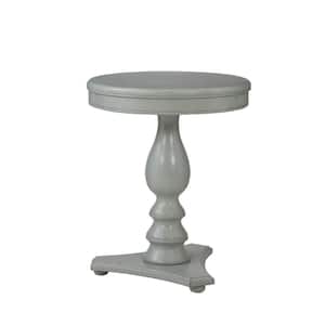 Cati Grey 20" Round Wood Side Table with Triangular Base