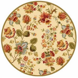 Chelsea Ivory 8 ft. x 8 ft. Round Gradient Solid Floral Area Rug