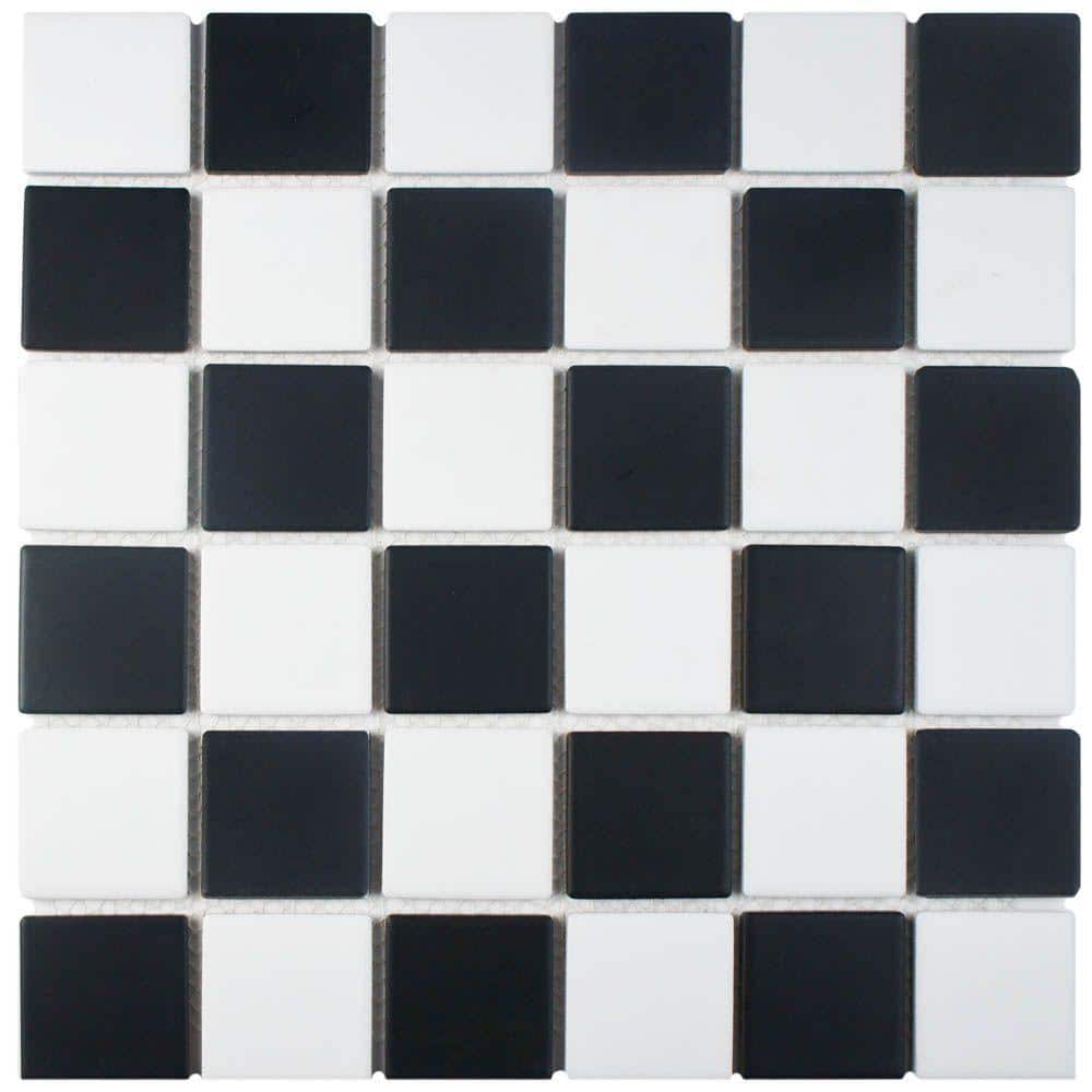 Squire Quad Matte Checkerboard 6 in. x 6 in. Porcelain Mosaic Take Home Tile Sample price history on PriceWatchPro
