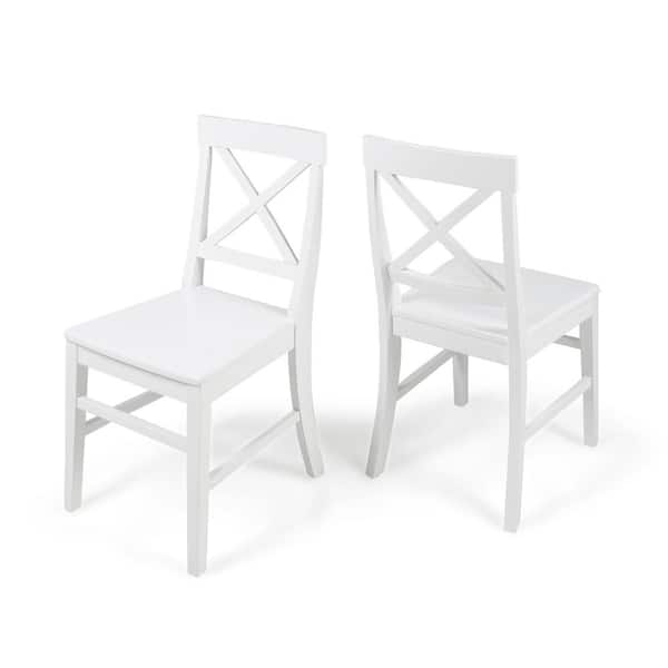 Noble House Roshan White Finish Wood Dining Chairs (Set of 2)