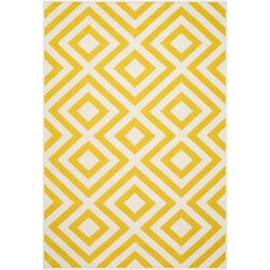 Alfresco Yellow/White Modern 7 ft. x 10 ft. Indoor/Outdoor Area Rug