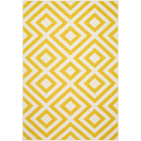 Alfresco Yellow/White Modern 9 ft. x 13 ft. Indoor/Outdoor Area Rug