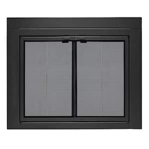Uniflame Medium Roman Black Bi-fold style Fireplace Doors with Smoke Tempered Glass