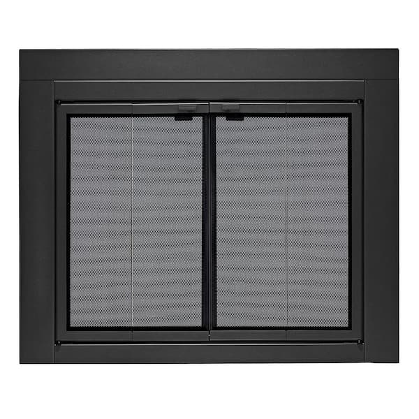 UniFlame Uniflame Medium Roman Black Bi-fold style Fireplace Doors with Smoke Tempered Glass