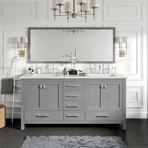 Aberdeen 78 in. W x 22 in. D x 34 in. H Double Bath Vanity in Gray with Carrara Marble Top with White Sinks
