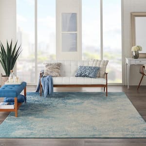 Passion Navy Light Blue 7 ft. x 10 ft. Abstract Contemporary Area Rug