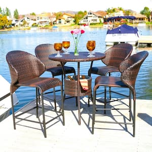 Stella Faux Rattan Outdoor Patio Bar Stool (4-Pack)