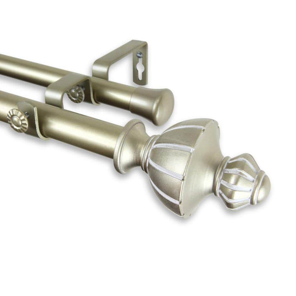 28 in. - 48 in. Telescoping 1 in. Double Curtain Rod Kit in Light Gold with Jerome Finial price history on PriceWatchPro
