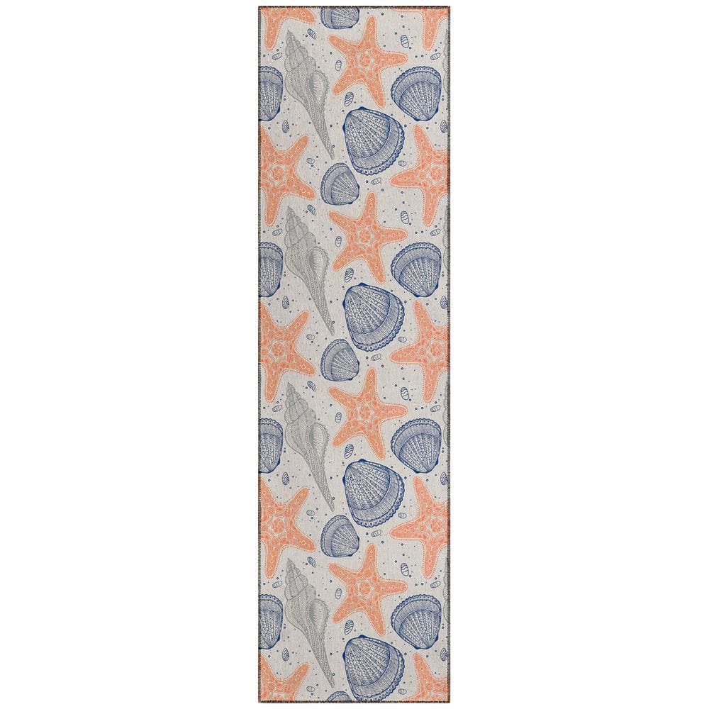 Surfside Beige 2 ft. 3 in. x 7 ft. 6 in. Geometric Indoor/Outdoor Area Rug